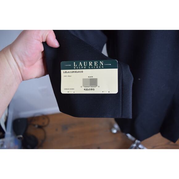 New Lauren Ralph Lauren Blazer 42L 42 Long Mens Black 100 Wool 2 Button Career - Picture 7 of 7